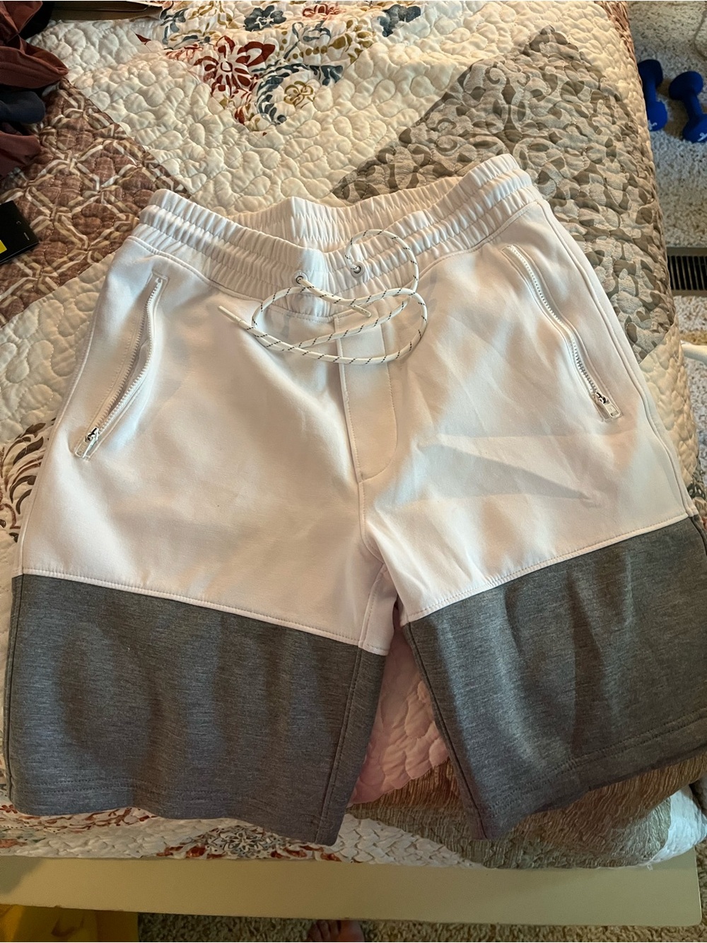 American Eagle Outfitters Two-Tone White and Gray Athletic Shorts